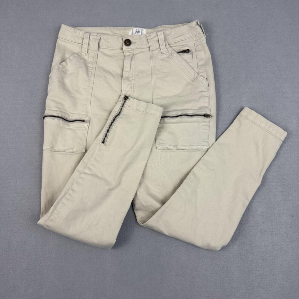 Joie Pants Womens 10/30 Beige Khaki Cargo Utility Zip Pocket Ankle Slim‎